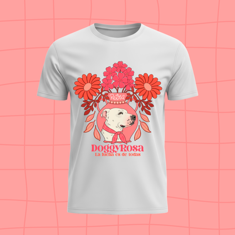 Camiseta blanca Doggy Rosa